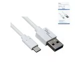 USB 3.1 C tipa kabelis - 3.0 A , balts, kaste, 2m Dinic Box, 5Gbps, 3A uzlāde